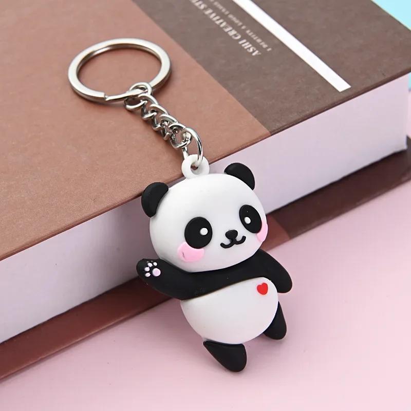 Schattige Cartoon Koppel Panda Hanger - Modieus Auto Tas Accessoire voor Vrouwen Uniek Sieraden Cadeau Idee Tas Bedeltje wit