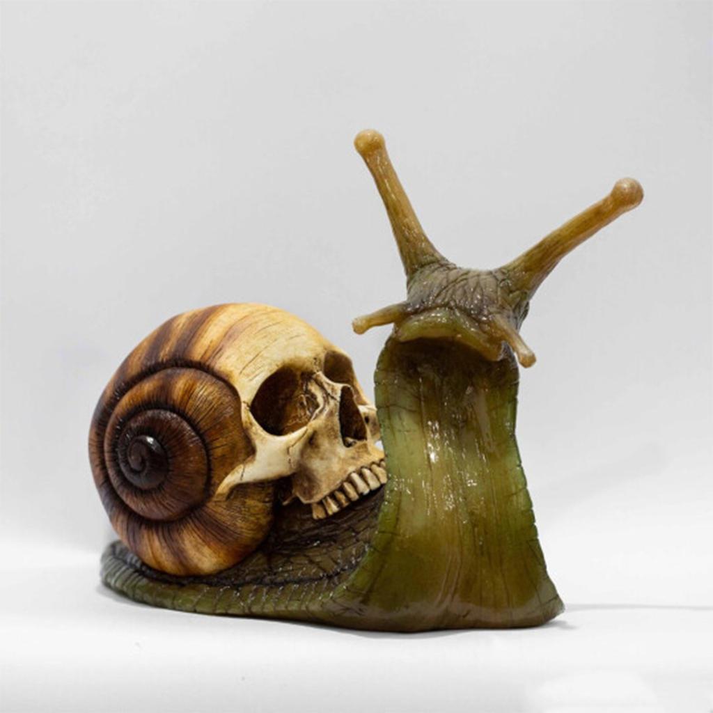 Halloween Snail Skull Sculpture Gothic Decoration Statue Patio Figurine Crafts Home Bionic Animal Garden Decoration Crafts