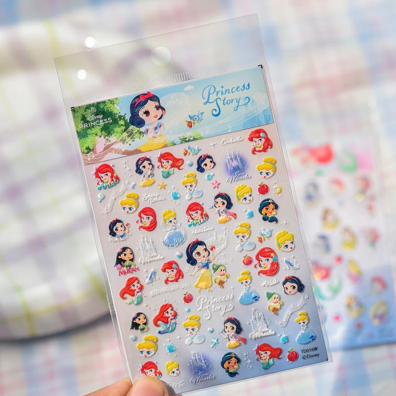 5D Disney Series Nail Stickers Mermaid Self Adhesive Nail Accessories Cartoon Characters Bright Colors Long Lasting Nail Parts