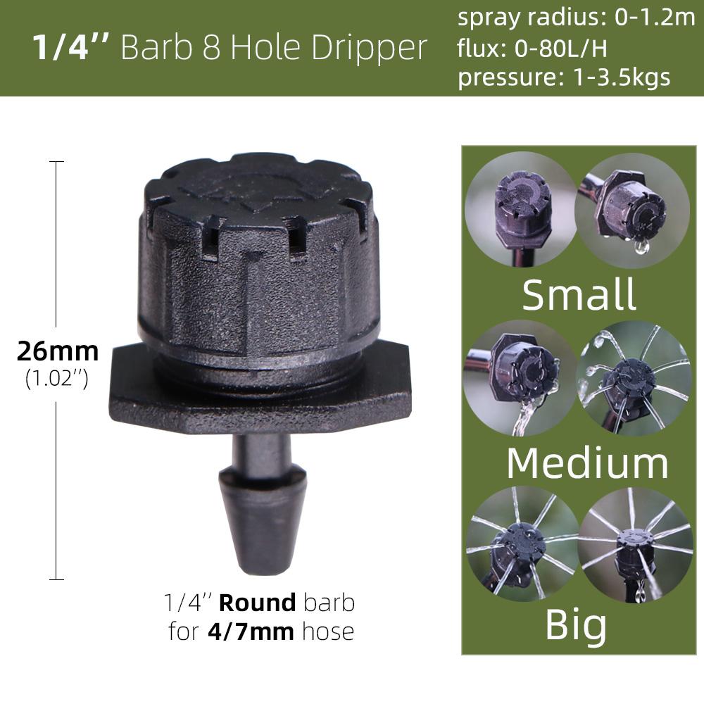 10-1000PCS Adjustable 8 Holes Dripper Sprinkler Garden Irrigation Nozzle Emitter Micro Drip Balcony Yard Greenhouse Watering