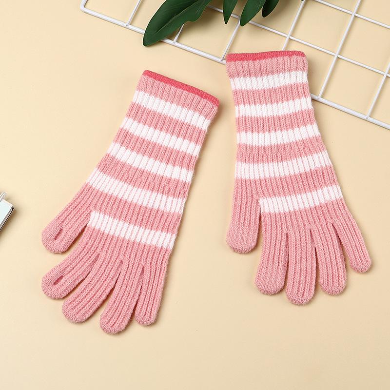 Women's Autumn and Winter Warm and Cold Gloves Outdoor Cycling Windproof Knitted Wool Gloves Student Touch Screen Thickened Gloves