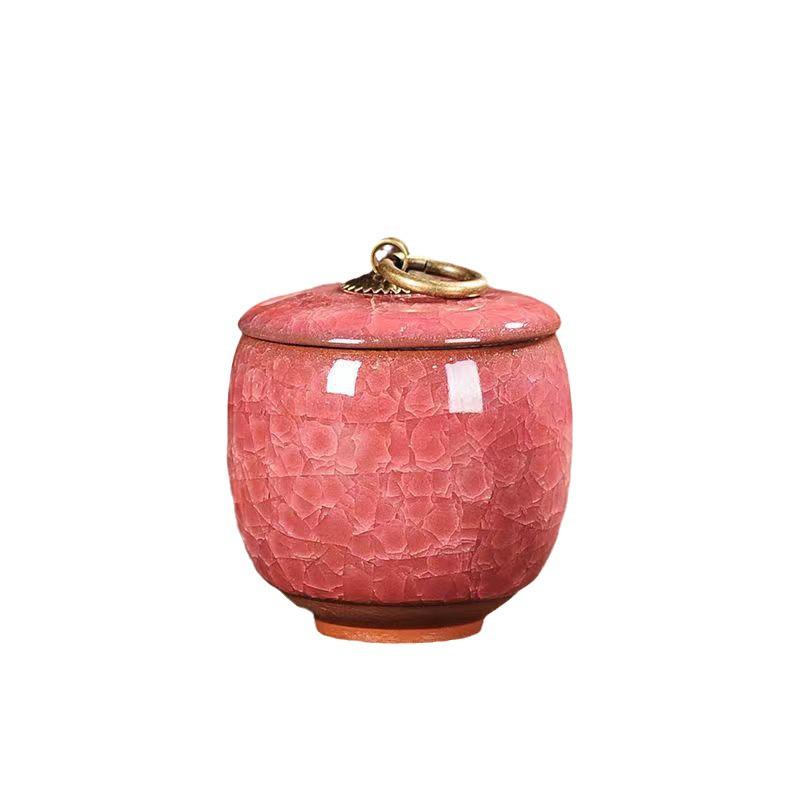 Portable Crackle Glaze White Ceramic Tea Canister