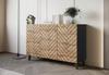 120 cm living room chest of drawers on legs, black graphite, MDF fronts wotan herringbone