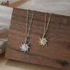 EFFIE QUEEN Collier Pendentif Soleil en Argent Sterling 925 Mode Zircon Forme Soleil Chaîne Ras-du-cou Statement Bijoux de Soirée Cadeau APN50