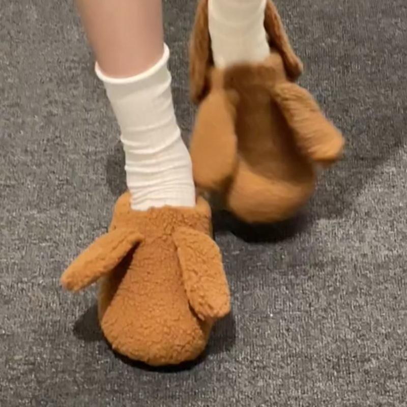 2025 autumn and winter warm bag head half slippers women wear cute girl style small thick bottom two wear fluffy slippers