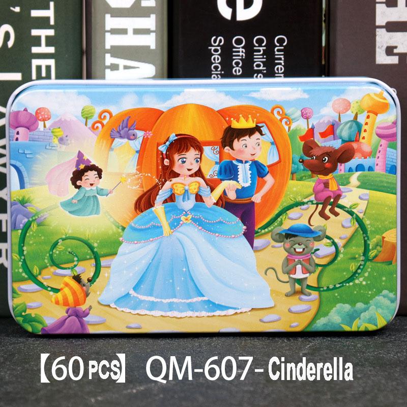 60pcs Wooden Jigsaw Puzzles 3D Cartoon Mermaid/Snow White/Cinderella/Princess/Helicopter/Hot Air Balloon Puzzles for Baby  Kids
