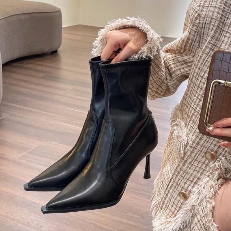 Small boots women show high thin heels autumn high heels niche design sensual pointed short boots thin boots