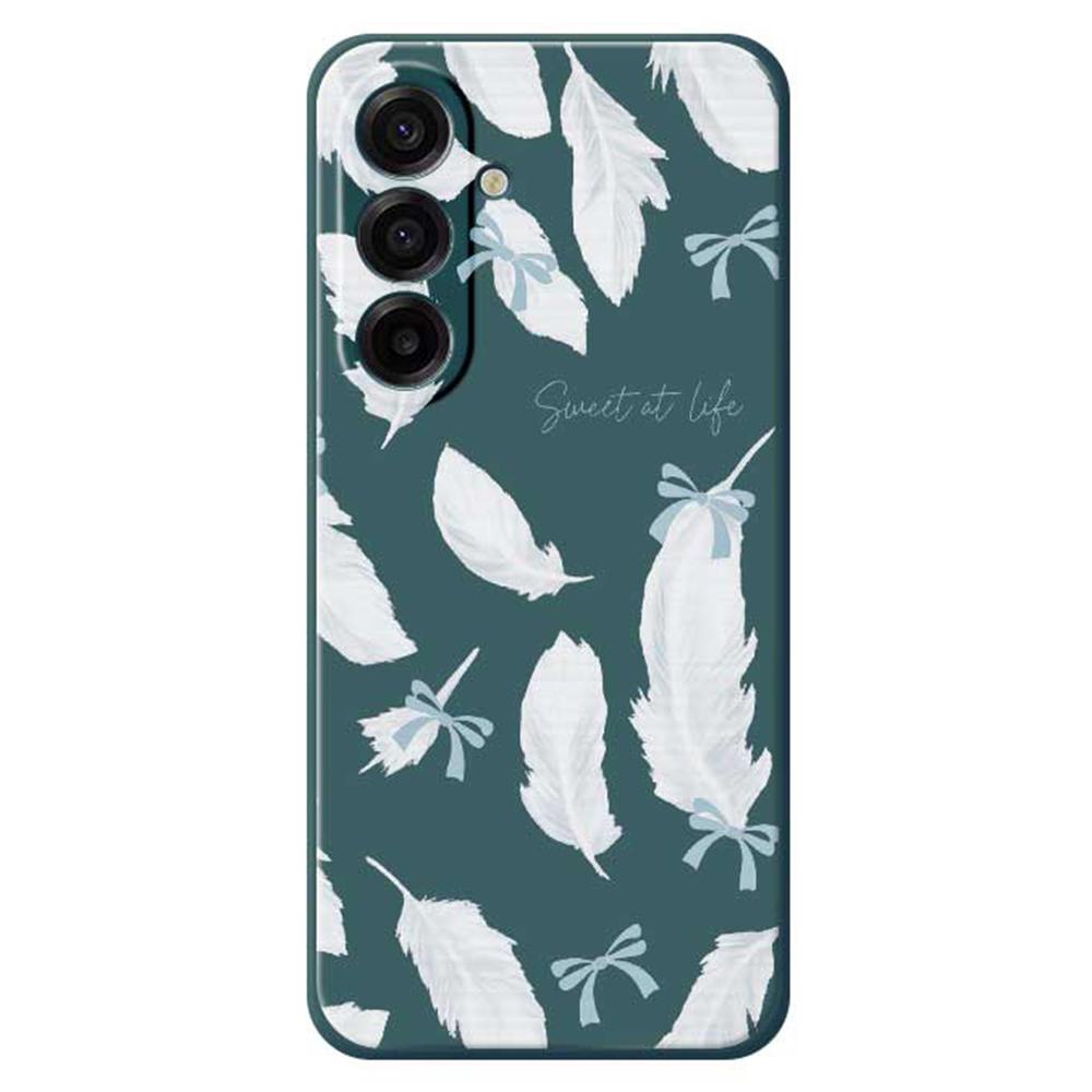 For Samsung Galaxy A17 5G Case White Feathers Pattern Printing Straight Edge TPU Phone Back Cover