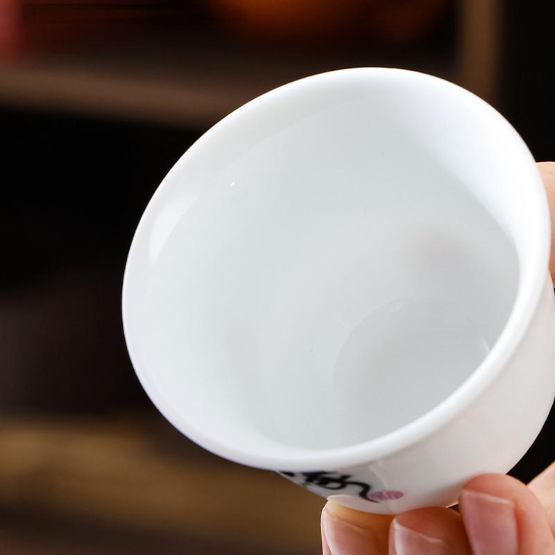 Exquisite White porcelain kungfu tea cup 1pcs,Chinese Teacup Sets teaware China tea cup set,Travel Tea Bowl Kung Fu Tea Set
