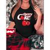 Summer Round Neck 3D Cherry Print Top Fashionable Casual Short Sleeved Women's T-shirts