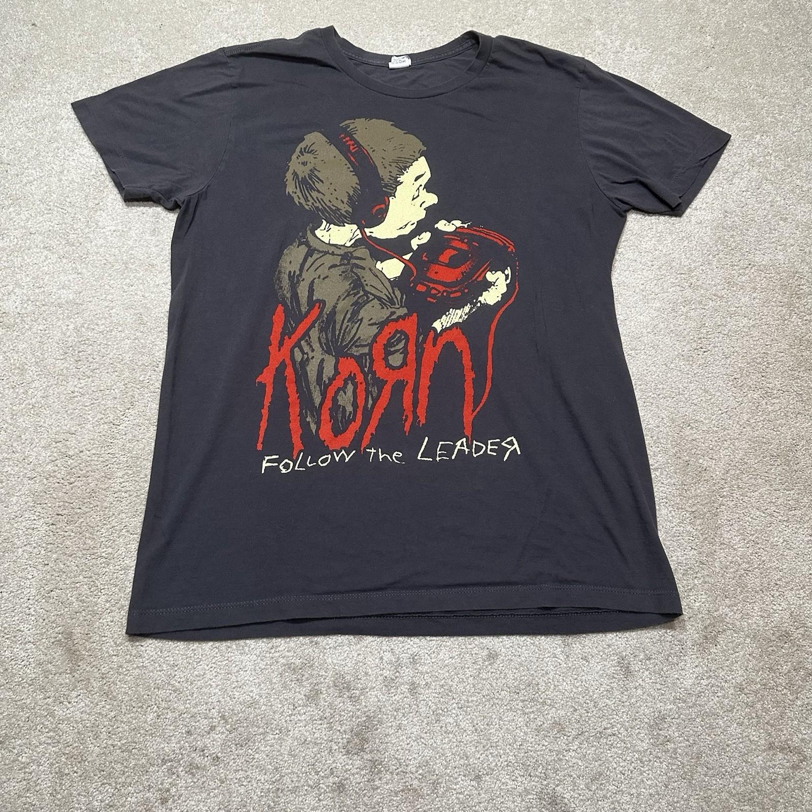 Korn Follow The Leader T Shirt Mens Large Gray Double Sided XL