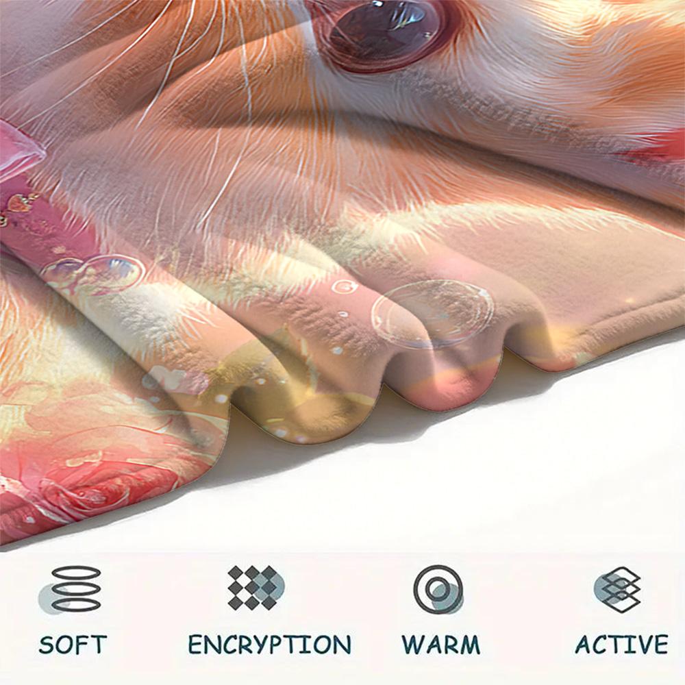 Rabbit Print Flannel Blanket, High quality Comfortable for All Seasons, Home Decor, Warmth and Comfort, Perfect for Christmas Gifts