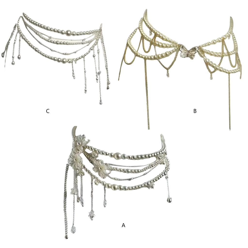 Elegant Tassel Floral Pearl Layered Waist Chain Multilayer Body Chain Decorative Belly Decor for Fashion Forward Women