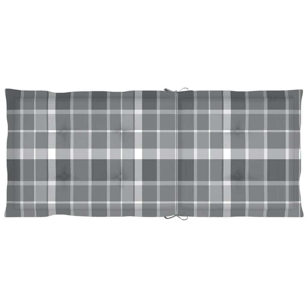 Vidaxl Garden Chairs, 6 Pcs, With Grey Checkered Cushions, Teak