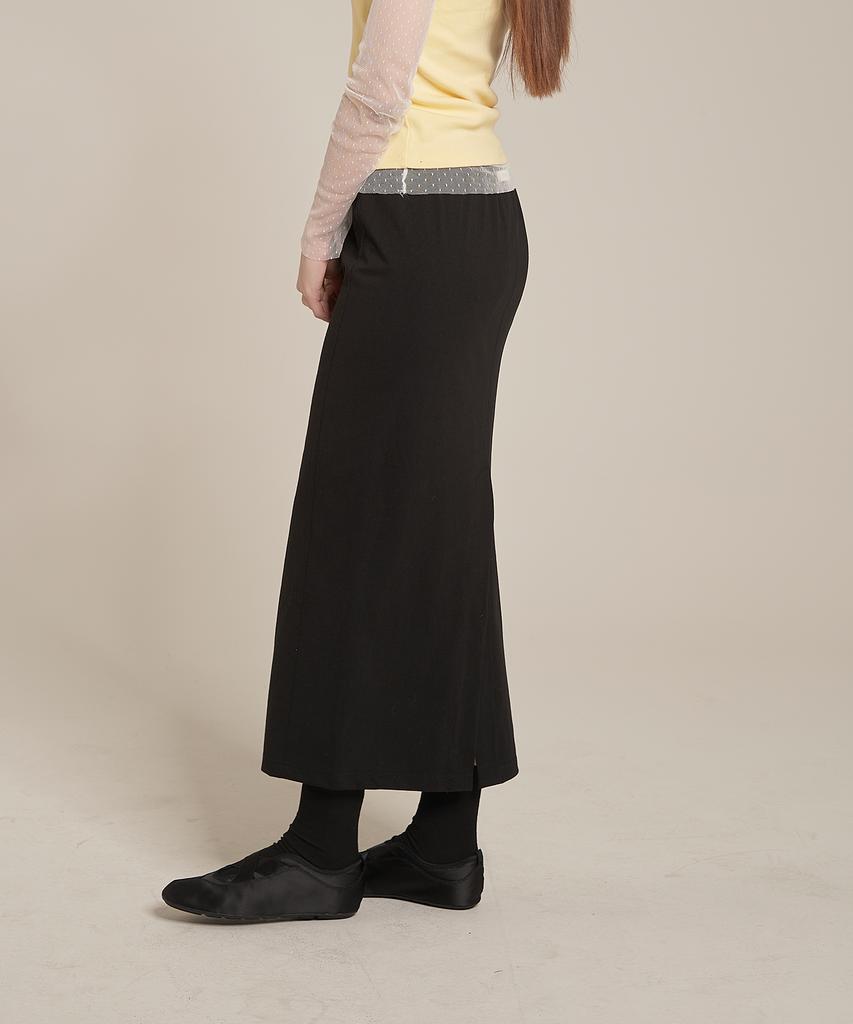 Iteoneolmomeonteu Solid Washed Long Skirt _ Black