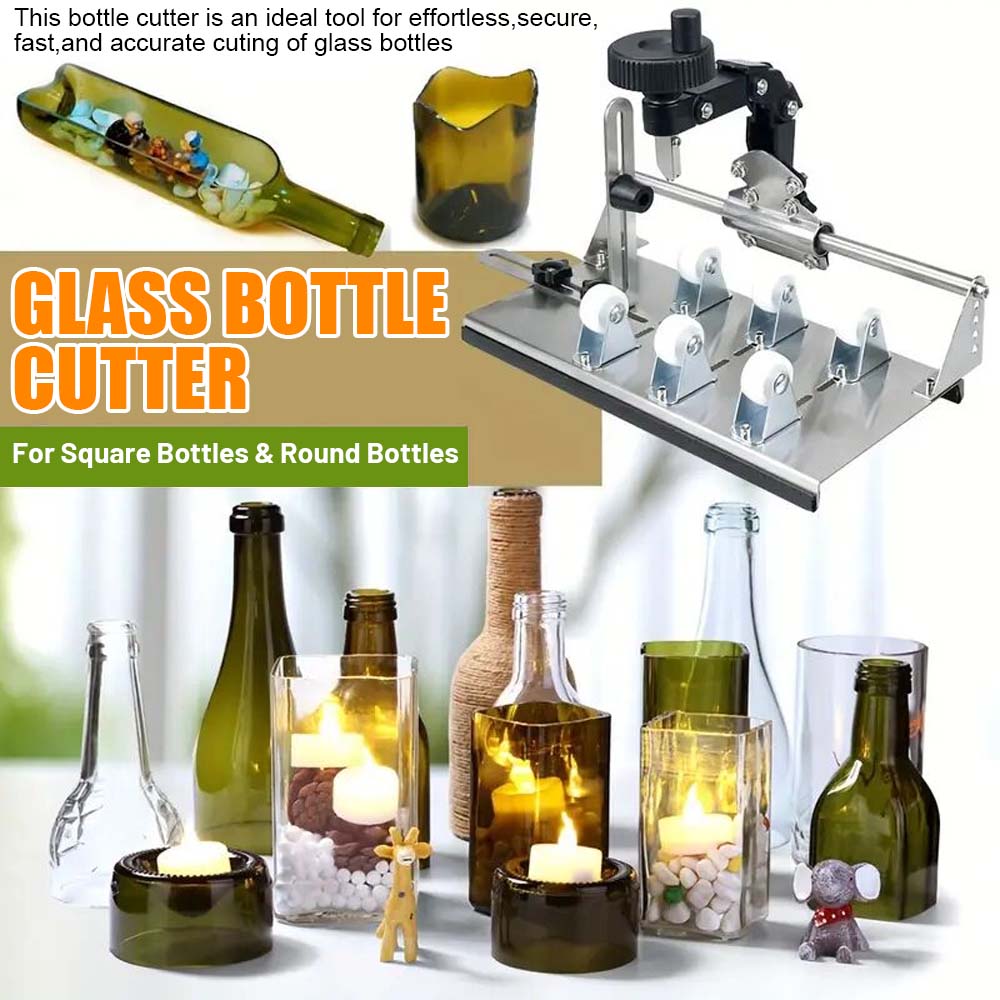 New Glass Bottle Cutter - Professional DIY Glass Cutting Tool for Square, Round Bottles and Bottlenecks with Accessories