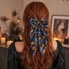 Halloween Decorative Clip Silky Satin Hair Bows for Women, Big Ribbon Bow Clips Girls, Hairstyle Accessory Oversized Long Tail Barrettes,