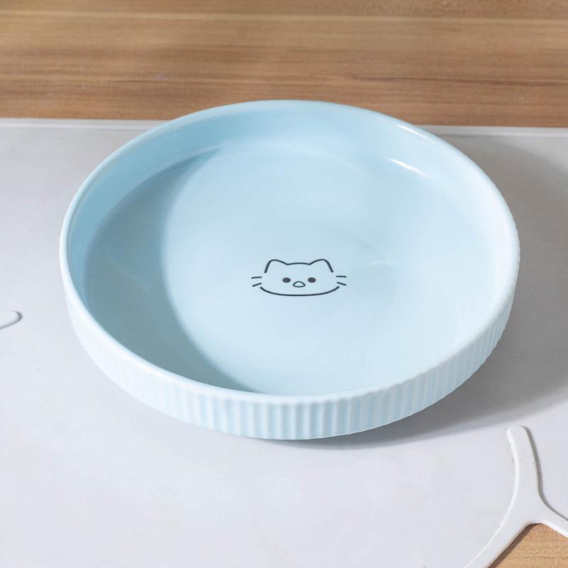 Durable Ceramic Pet Cats Plates Cartoon Pet Cat Food Bowl Shallow Mouth Pet Food Bowl Pet Water Feeder Bowl Pet Supplies