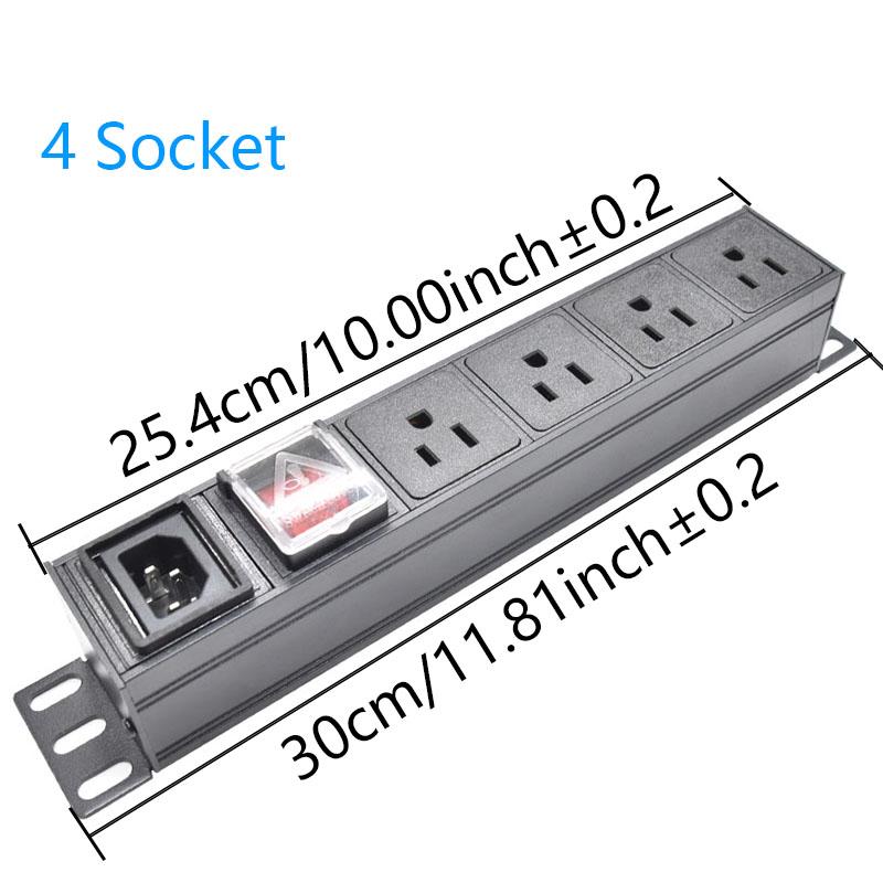 PDU Power Strip Unit IEC C14 port power input 2-10 3Pin US socket Switch cabinet rack wall desktop mounted Socket