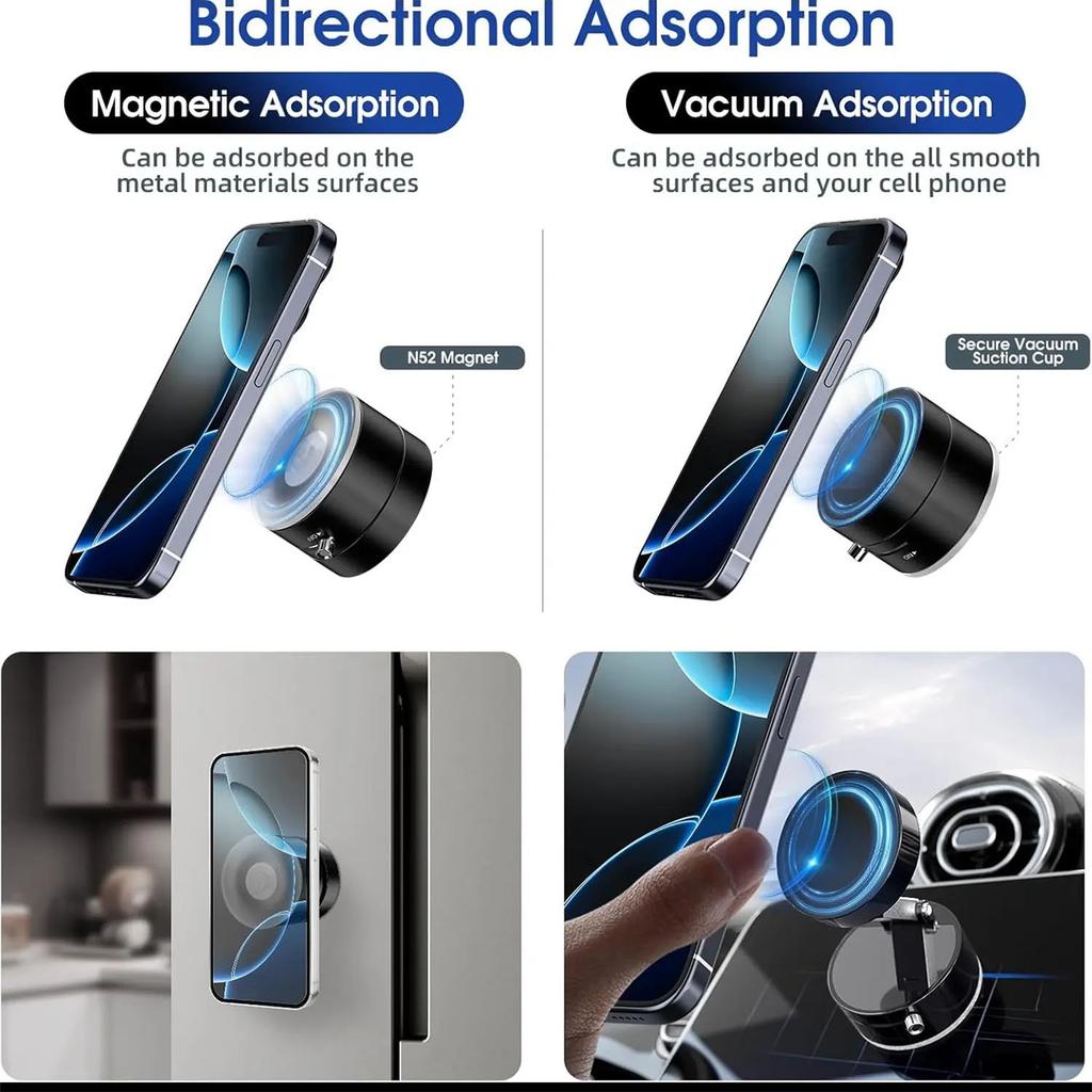 Nouveau Modèle 2026 Support de Téléphone de Voiture à Ventouse Magnétique en Alliage d'Aluminium Rotatif à 360 Degrés, Nouveau Design Portable