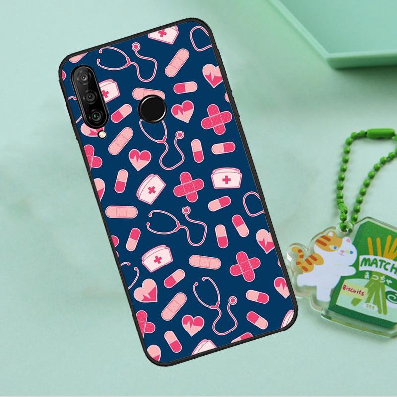 Stethoscope Heart Nursing Nurse For Huawei Nova 12i 12s 7i 8i 11i 9 10 SE Y90 Y60 Y70 Y72 Y61 Y91 P30 P40 Lite P60 Pro Case