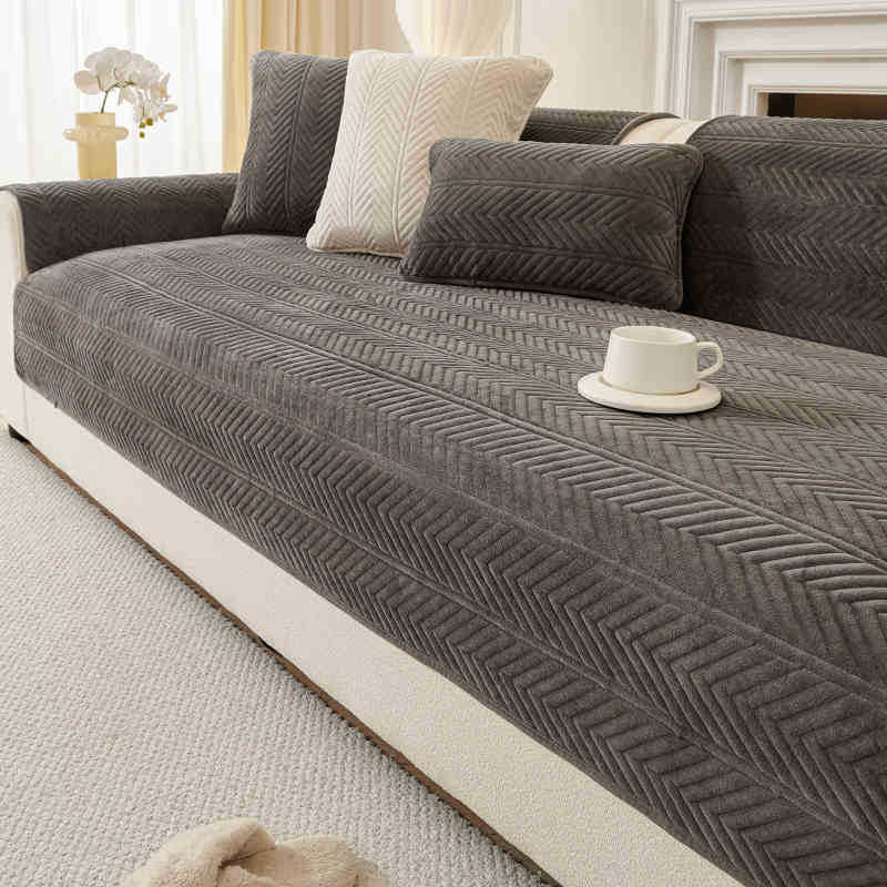 

Thickened Crystal Velvet Sofa Cushion Autumn And Winter New Warm High Feeling Straight Row Sofa Plush Seat Cushion Cover Cloth 70*70cm