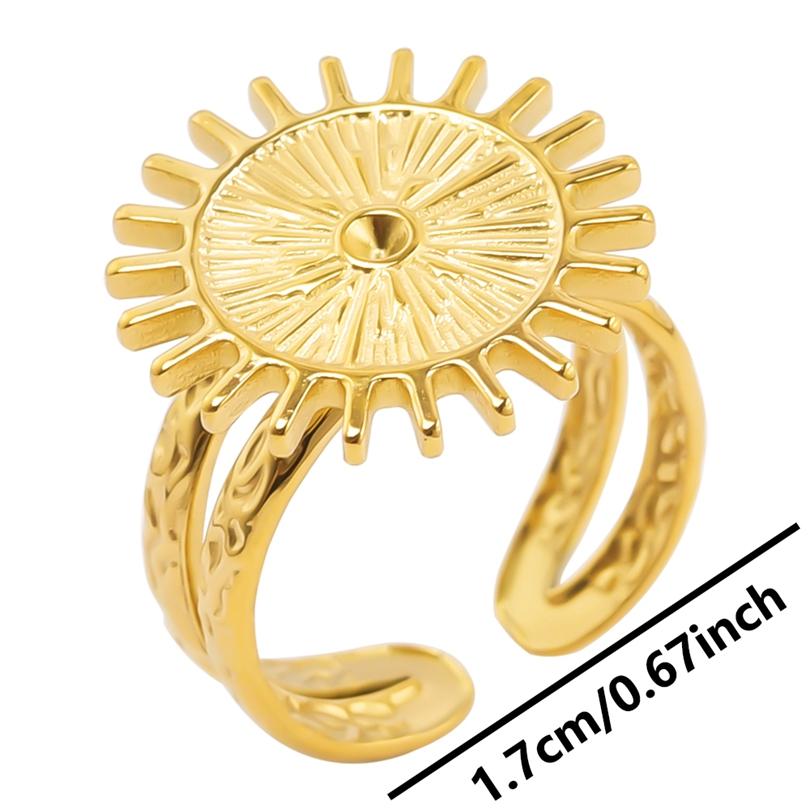 Bague 18k Gold Plated Open Adjustable Stainless Steel Rings For Women Men Accessories Cross Shell Plant Leaf Ring Finger Jewelry