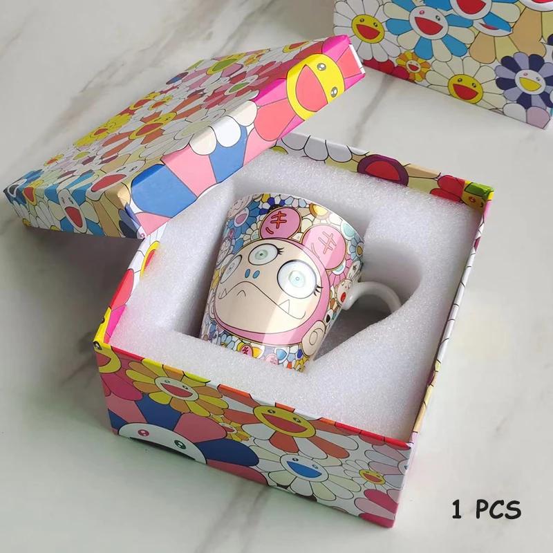 

Colorful Flower Ceramic Bowl Plate, Coffee Mug with Spoon Handle, Hand Painted Cartoon Element, Funny Active Style, Many Size