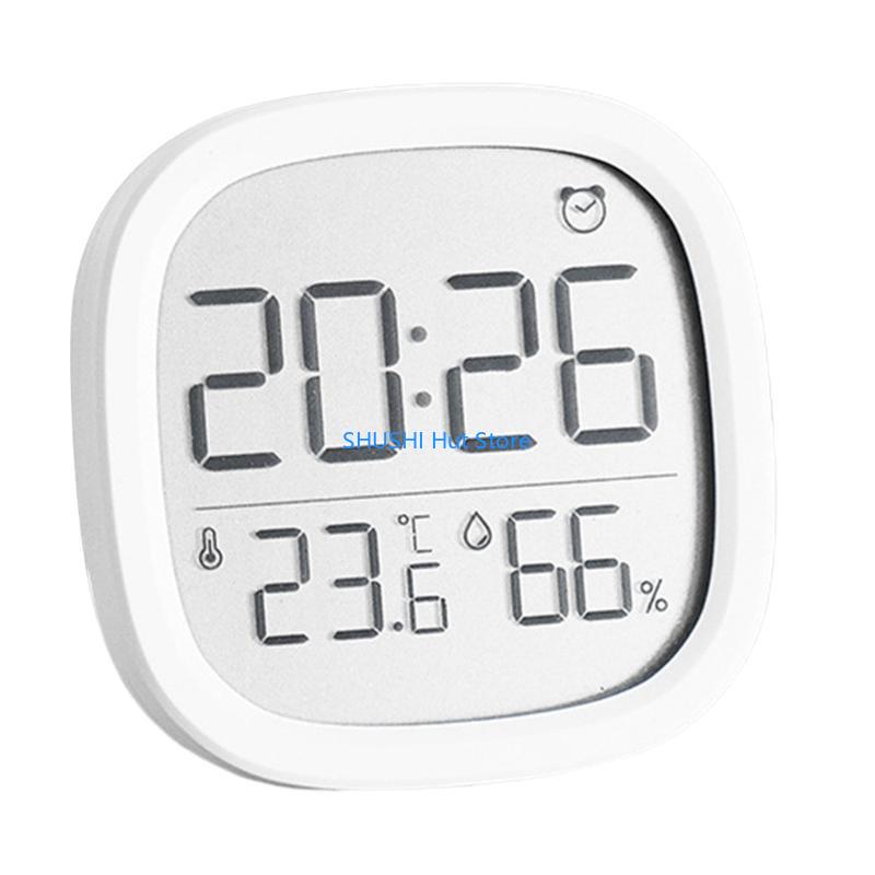 Digital Thermometers Hygrometer with LCD Screen Date Display Battery Operated Alarm Clock for Home and Office D57B