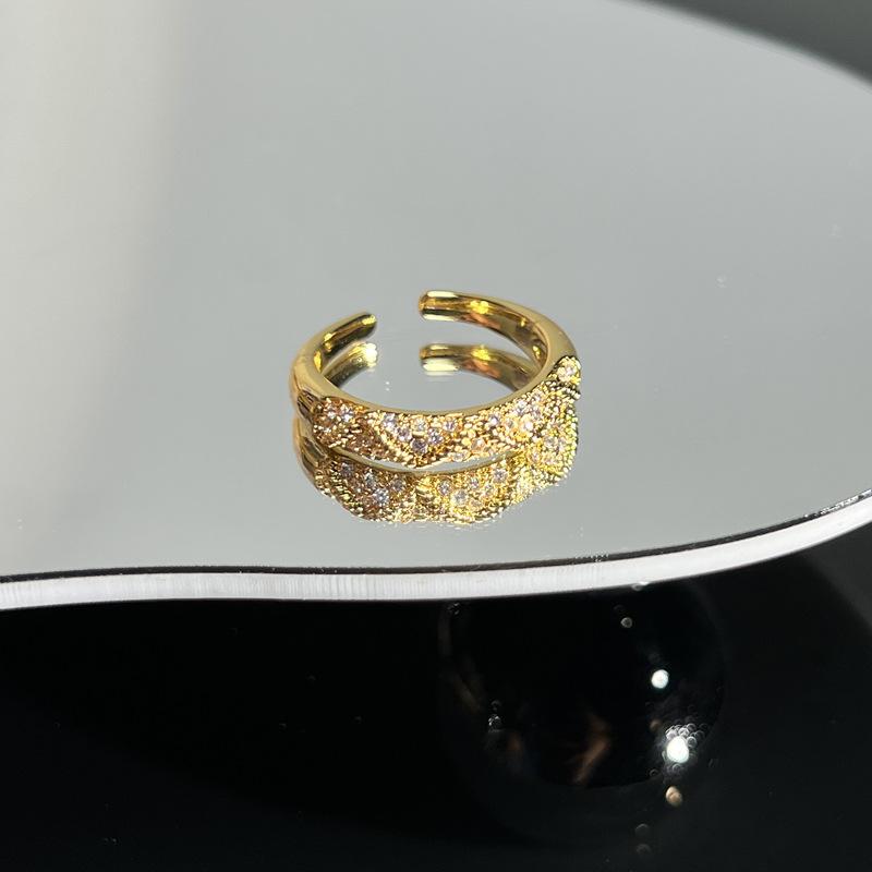 Collection retro Italian court style brushed hollow lace open ring women's fashion niche versatile ring