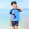 Cartoon Boys' Toddler Sun Protection Quick-Dry Swimsuit Set with Swim Cap