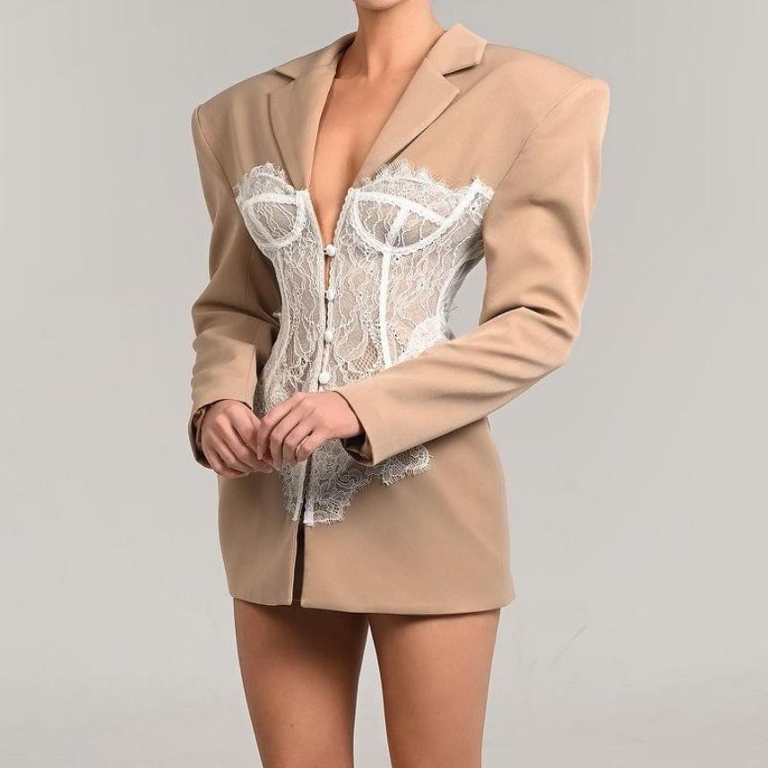 

Женский блейзер осенний кружевной сшитый однобортный женский черный блейзер пальто винтажный женский тонкий пиджак L хаки