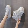 Little White Shoes Women's Inner Height Increases 2025 New Spring and Summer Mesh Breathable Cowhide Versatile Platform Shoes Casual Board Shoes Wome