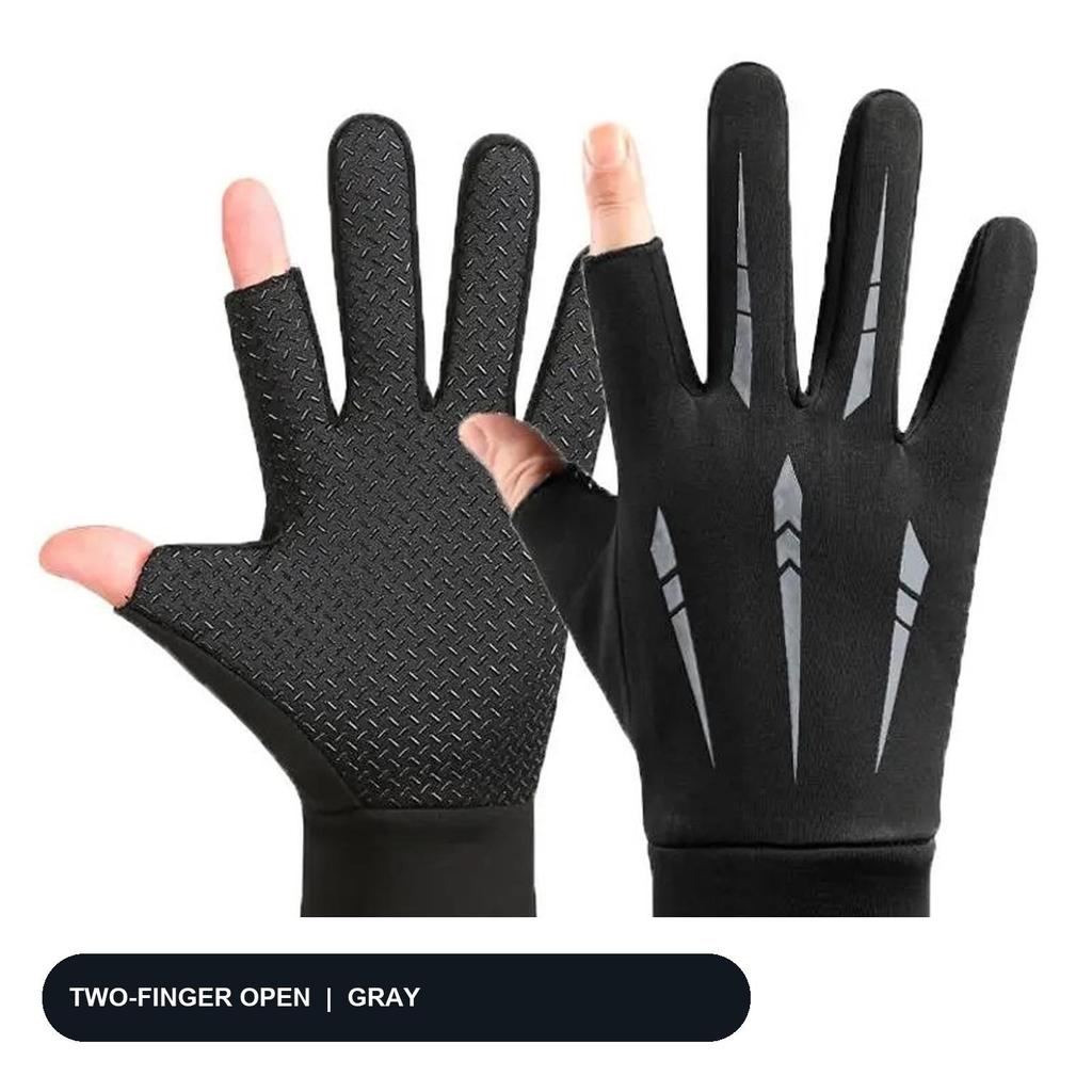 Unisex Winter Cycling Gloves Fleece Lined Touch‑Screen Flip‑Top Half‑Finger 2‑Finger Exposed Anti‑Slip Warm Gloves for Driving Biking Outdoor Sports