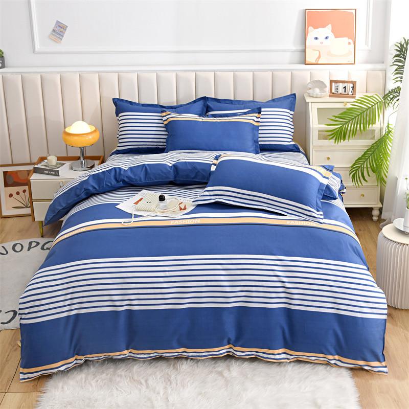 Blue Striped Plaid Style Duvet Cover Set Modern Geometry Quilt Cover with Pillowcases Bedding Set 3Pcs for Kids Boys Room Decor