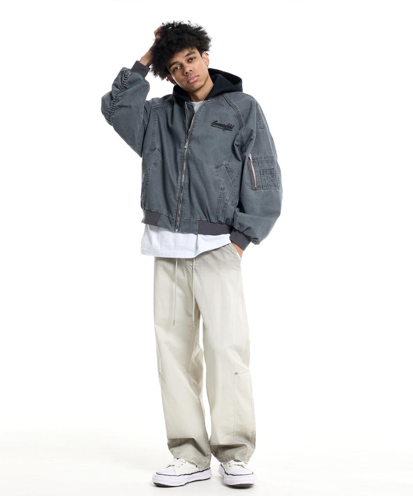 CREAM SODA LAB Pigment Cut Rivet Cotton Banding Pants Ivory