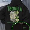 Men's Hooded Sweatshirt with Tequila and Lime Cocktail Print for Autumn/winter, Comfortable and Loose-fitting, Urban Style.