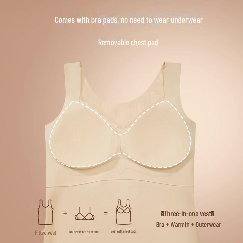 Women's Warm Down Vest with Padded Chest, Winter Sports Bra-Free, Inner Wear, Beautiful Back, Sanded.
