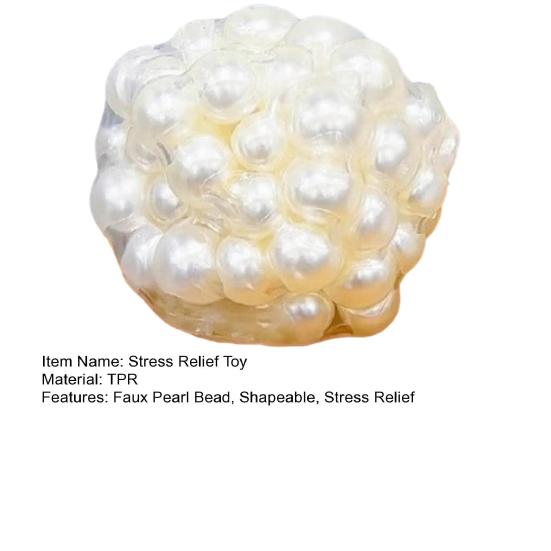Faux Pearl Bead Squeeze Toy Shapeable Crunchy Beaded Stress Ball Sensory Toy Anti-anxiety Moldable Ball Fidget Toy Decompression