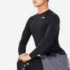 Li Ning Fitness Series Solid Color Round Neck Long Sleeve Tight Fitness Shirt Men Tops Black AUDS015-1