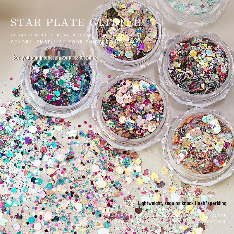 

Nail Art Mixed Glitter Sequins: Irregular Hexagon & Round Shapes