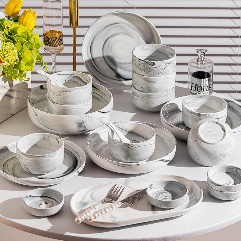 Moder Lanka Marble Ceramic Dinnerware Set