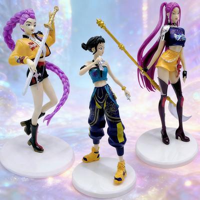 Beste K-Pop Anime Girlgroup Actionfiguren 3 Stück Stehend Niedliche Schreibtischdekoration Spielsammlerstücke Perfektes Geschenk für Fans