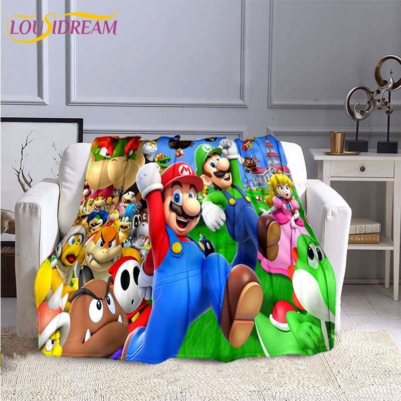 Mario Bros Fashion Blanket Anime Flannel Bed Throw Blanket Soft 3D Printed Cartoon Coverlet Sofa Travel Camping Children Blanket