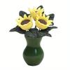 1: 12 Mini Furniture Flower Ornaments Vase Handmade Resin Sunflower Flower Pot Bonsai Model Micro Landscape Ornaments