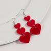 Pink Love Heart Acrylic Drop Earrings for Women Mirrored Peach Hearts Spliced Long Earring Fashion Jewelry Valentine's Day Gifts