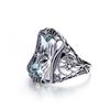 Vintage 100% 925 Sterling Silver Rings Aquamarine Triangle Woman Ring Blue Birthday Party Banquet Creative Fine Jewelry 2022 New