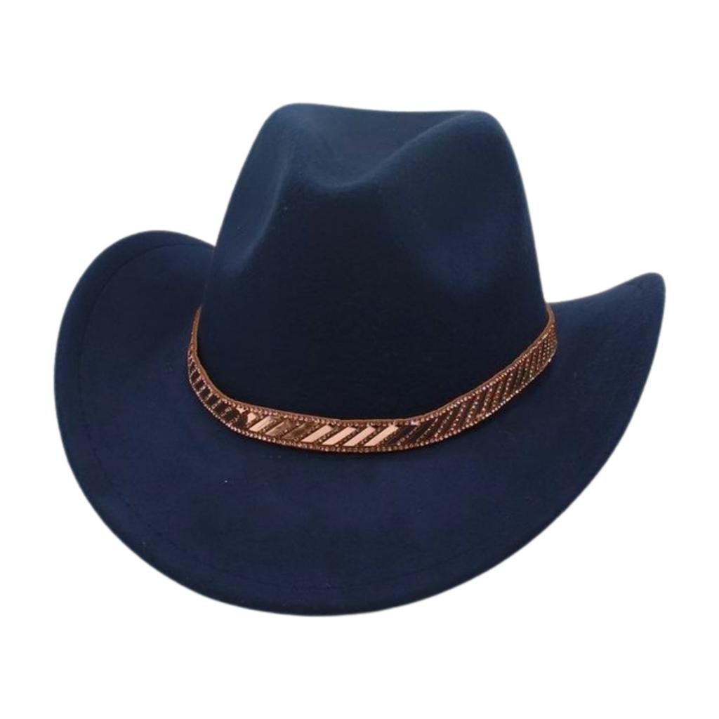 Cowboyhut Premium-Gefühl Ethnischer Stil Urlaubsreise Winddicht Bühnenrequisiten Zylinder Große Krempe Westlicher Filzhut