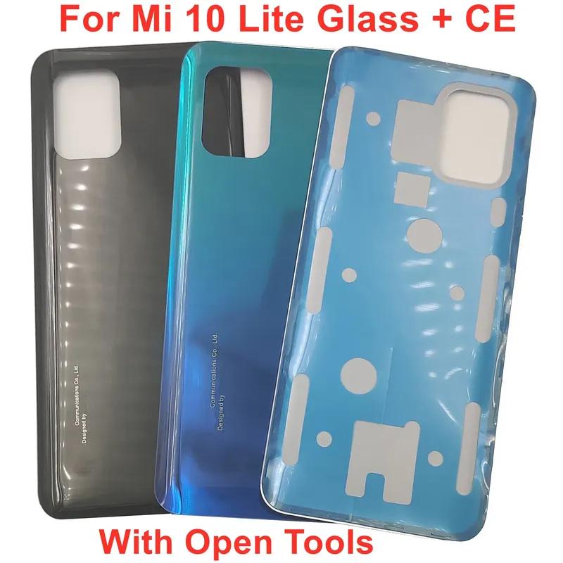 CE Glass For Xiaomi Mi 10 Lite 5G Hard Battery Cover Back Lid Rear Door Housing Panel Shell + Original Adhesive Glue LOGO