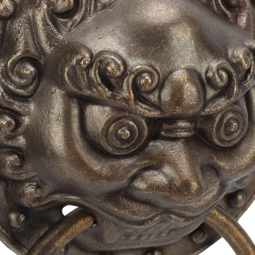 Tissting 3.7 x 5.5in Antique Bronze Lion Door Knocker,Antique Chinese Lion Head Door Rings Pull Handle Knobs for Decorate Doors,Window, Cabinets,